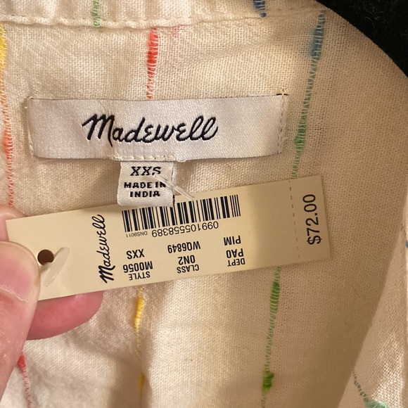 Madewell Courier Shirt in Flecked Rainbow Stripe XXS NWT - Picture 8 of 8